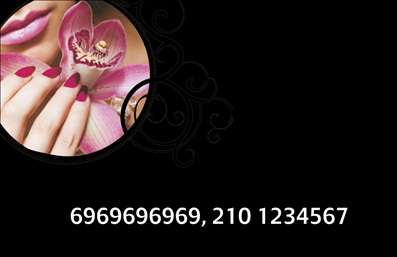 Επαγγελματική κάρτα για μανικιούρ, μακιγιάζ και αισθητική προσκαλεί τους πελάτες σε ένα κόσμο ομορφιάς και επαγγελματισμού. Η κάρτα διαθέτει έναν κομψό σχεδιασμό, σε αποχρώσεις που ενσωματώνουν τη φινέτσα του επαγγέλματος. Η χρησιμοποιούμενη γραμματοσειρά είναι μοντέρνα και ευανάγνωστη, διασφαλίζοντας ότι όλες οι πληροφορίες είναι πάντα εμφανείς.Η αισθητική της κάρτας αντικατοπτρίζει τον επαγγελματισμό και την αξιοπιστία του τομέα, προσφέροντας μια αίσθηση εμπιστοσύνης στους πελάτες. Τα background στοιχεία έχουν σχεδιαστεί προσεκτικά ώστε να ενισχύουν την κεντρική εικόνα της κάρτας, δημιουργώντας μια ισχυρή καλλιτεχνική αίσθηση.Ο σχεδιασμός της κάρτας είναι ευέλικτος, επιτρέποντας την προσθήκη στοιχείων όπως το όνομα, το τηλέφωνο και το λογότυπο σας, έτσι ώστε να προσαρμόζεται στις προσωπικές σας ανάγκες. Αυτή η δυνατότητα όχι μόνο ενισχύει την προσωπική σας επωνυμία, αλλά διευκολύνει και την επικοινωνία με τους πελάτες.Η κάρτα μπορεί επίσης να προβάλλει τις υπηρεσίες σας, όπως είναι το μανικιούρ ή μακιγιάζ, και να ενισχύσει την εικόνα της επιχείρησής σας. Οι επαγγελματικές κάρτες είναι το πρώτο βήμα για να ξεχωρίσετε και να αφήσετε μια θετική εντύπωση στους πελάτες σας.Μπορείτε να κάνετε όποιες αλλαγές θέλετε μέσω του online σχεδιαστικού εργαλείου.