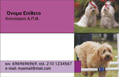 Επαγγελματικές κάρτες - Κτηνιατροι - Κωδ.:101783